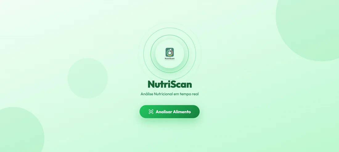 Tela de abertura do NutriScan, análise nutricional em tempo real